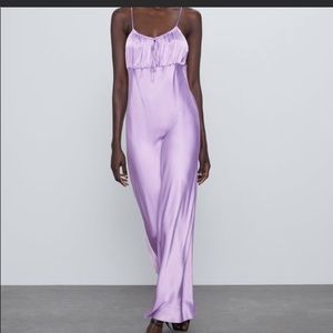 Zara Full Length Purple Satin Dress Brand New!
